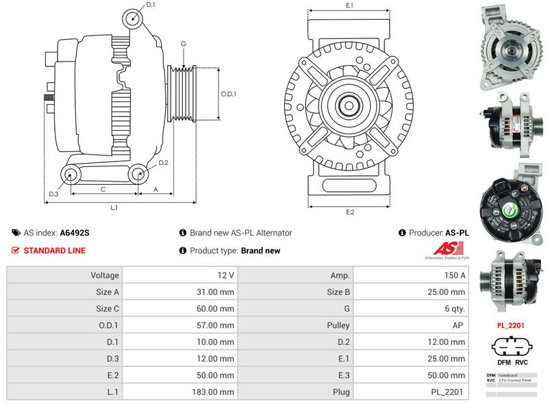 AS-PL A6492S Alternator