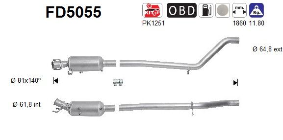 AS FD5055 Suodžių / kietųjų dalelių filtras, išmetimo sistema