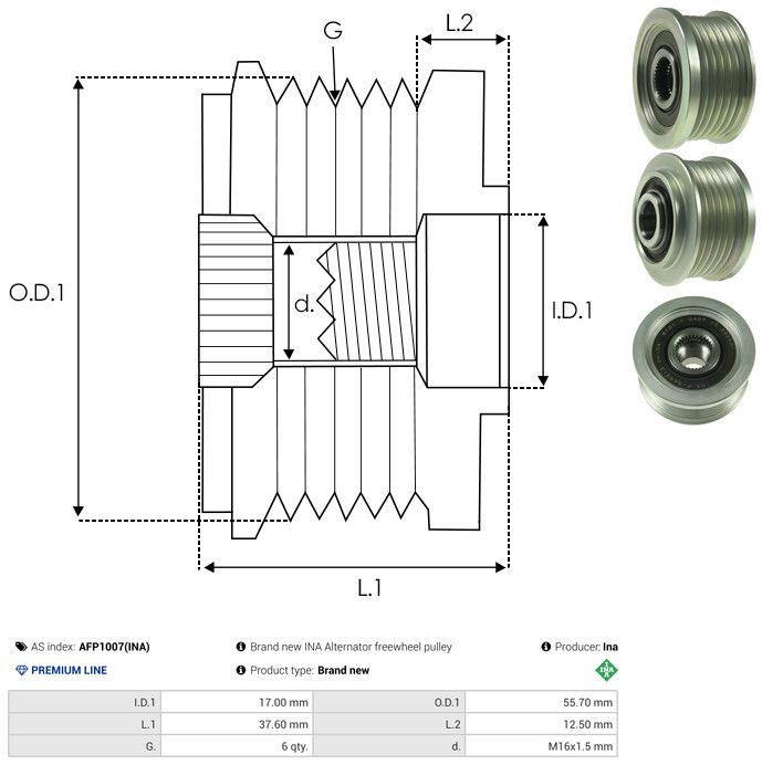 AS-PL AFP1007(INA) Alternator Freewheel Clutch