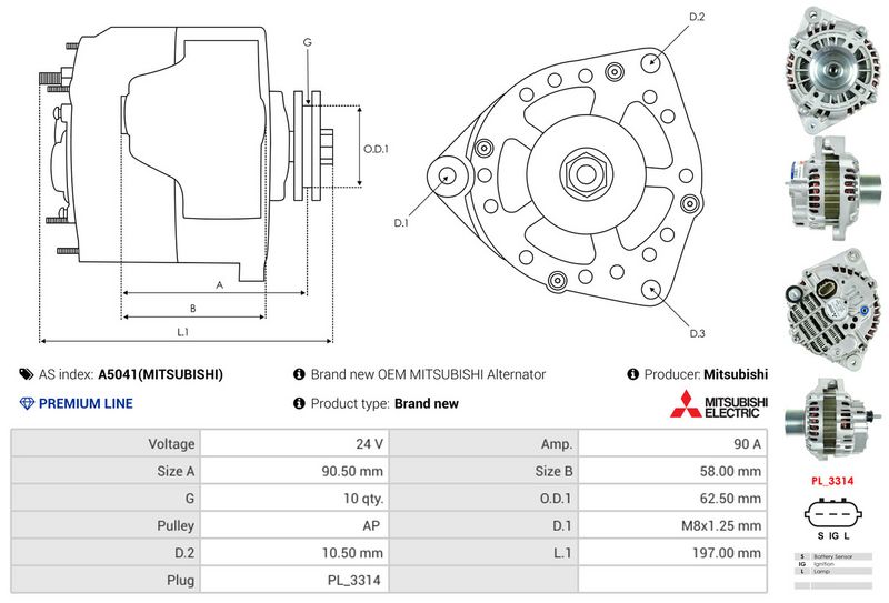 AS-PL A5041(MITSUBISHI) Alternator