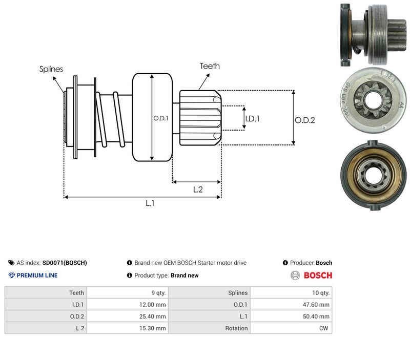 AS-PL SD0071(BOSCH) Freewheel Gear, starter