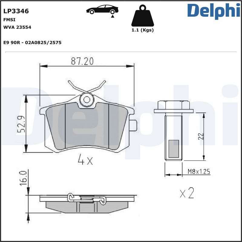 Piduriklotsi komplekt, ketaspidur, DELPHI LP3346