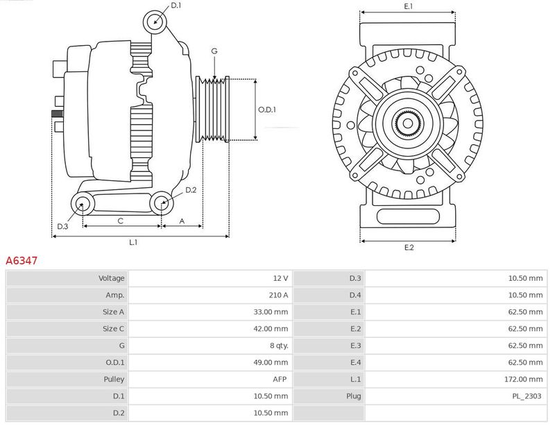 Генератор, Auto Starter A6347