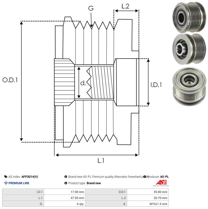 AS-PL AFP3014(V) Alternator Freewheel Clutch