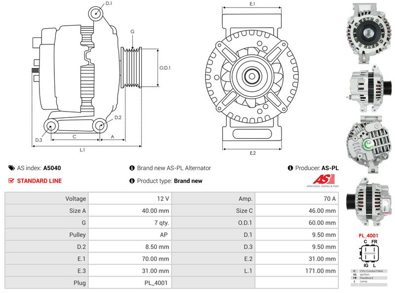 AS-PL A5040 Alternator