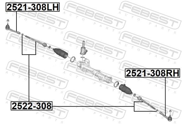 FEBEST 2522-308 Inner Tie Rod