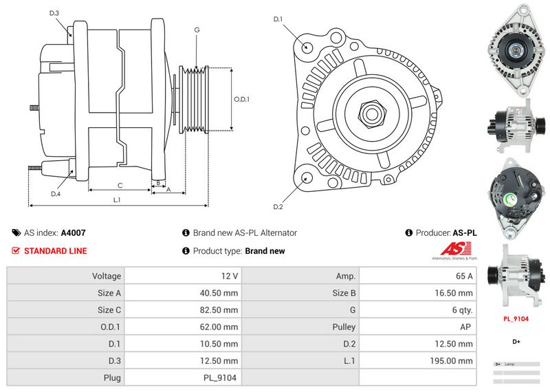 AS-PL A4007 Alternator