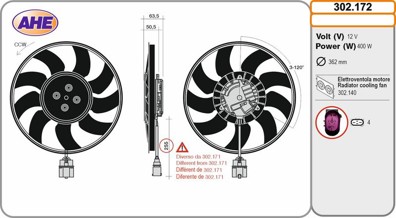 AHE 302.172 Variklio aušinimo ventiliatorius