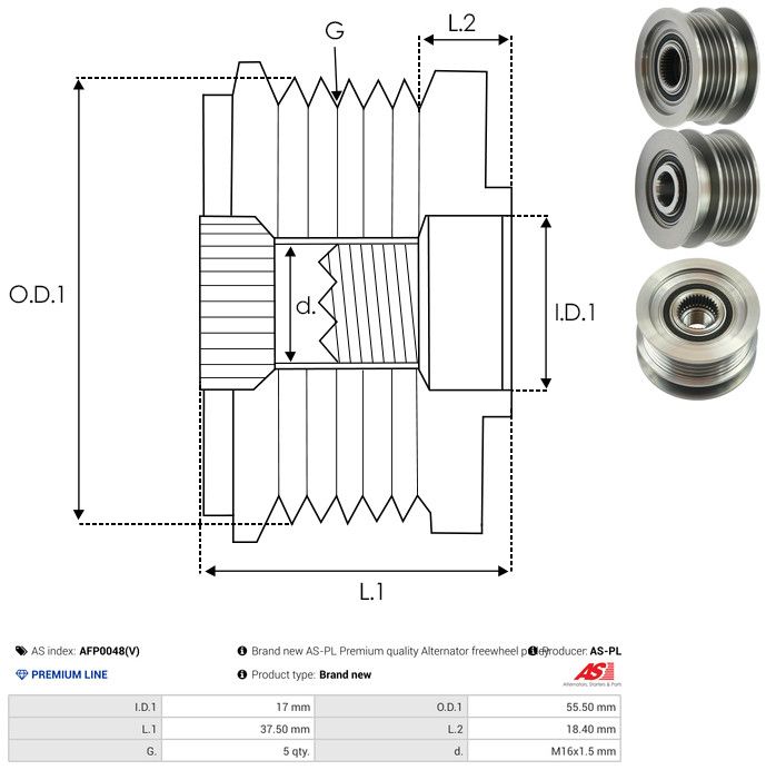 AS-PL AFP0048(V) Alternator Freewheel Clutch