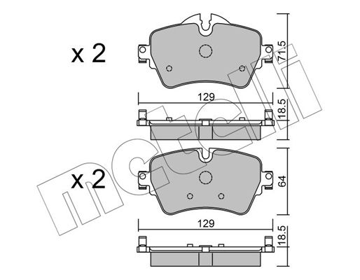 Комплект гальмівних накладок, дискове гальмо, Metelli 22-1013-0