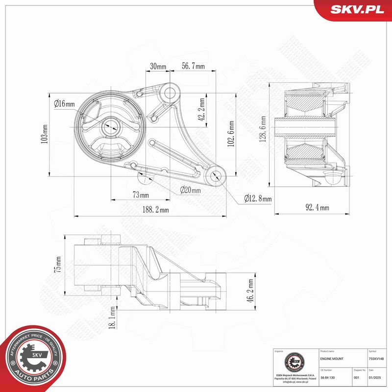 ESEN SKV 75SKV148 Mounting, engine