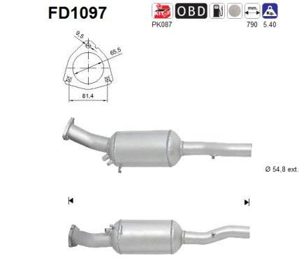 AS FD1097 Soot/Particulate Filter, exhaust system