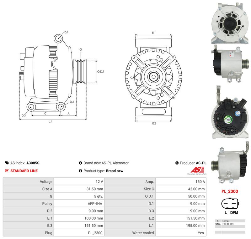 Generaator, AS-PL A3085S