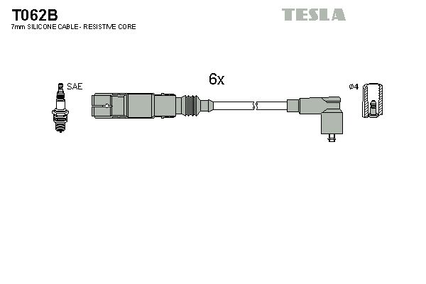 Комплект проводів високої напруги, TESLA Аналог TES T823 Ford Galaxy 2,8 96-00,VW 2,8 VR6 92-00), Tesla T062B