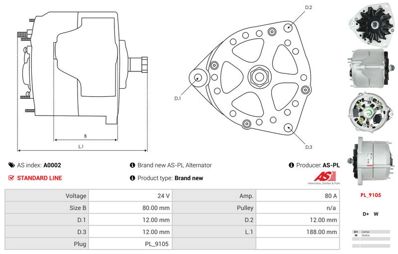 AS-PL A0002 Alternator