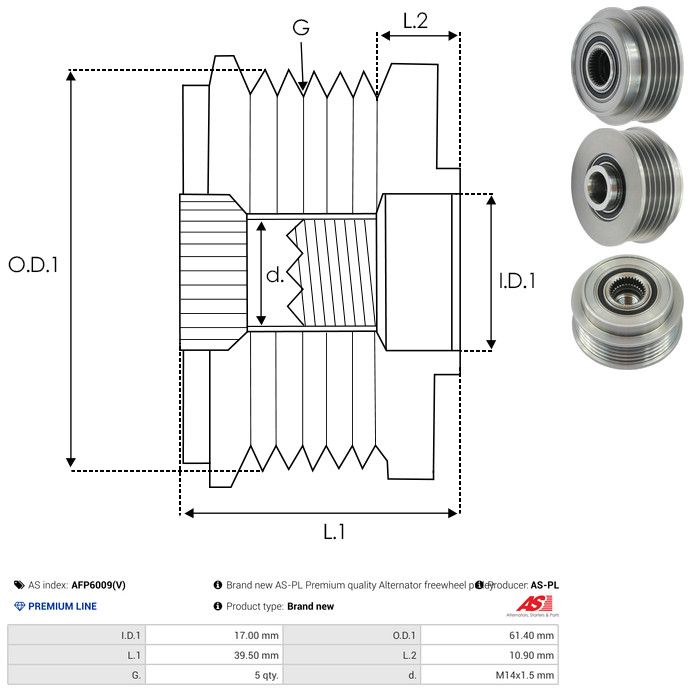 AS-PL AFP6009(V) Alternator Freewheel Clutch