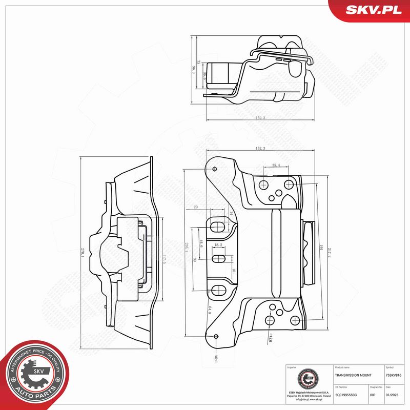 ESEN SKV 75SKV816 Mounting, automatic transmission