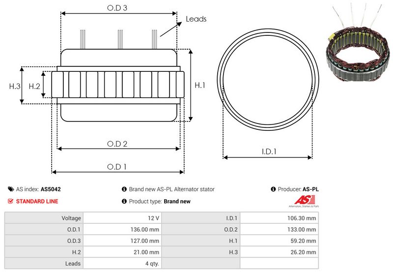 AS-PL AS5042 Stator, alternator