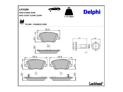 DELPHI LP3289 Brake Pad Set, disc brake