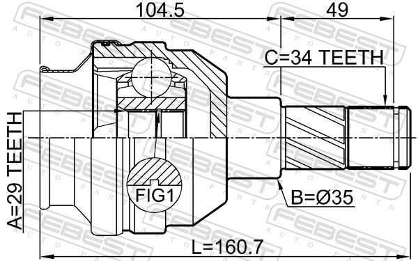 FEBEST 1011-T300MTLH Joint Kit, drive shaft