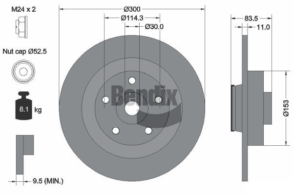 BENDIX Braking féktárcsa BDS1285