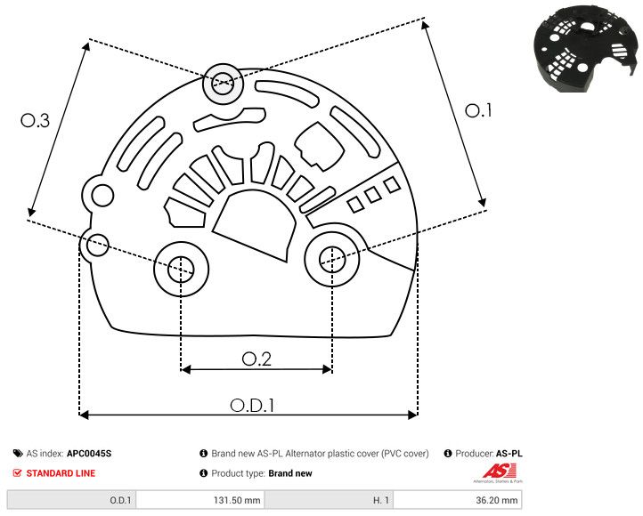 AS-PL APC0045S Protective Cap, alternator