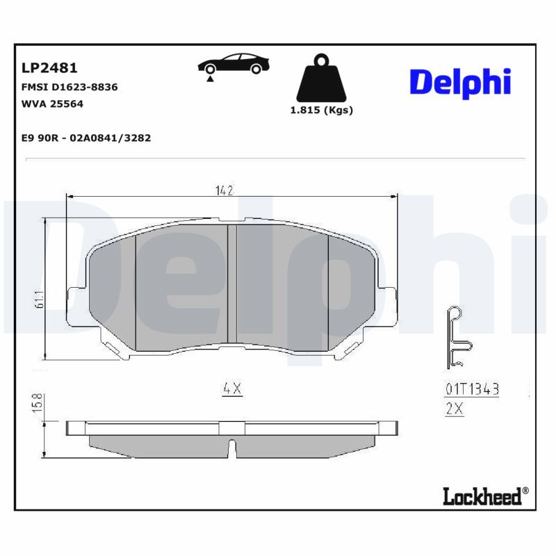 Piduriklotsi komplekt, ketaspidur, DELPHI LP2481
