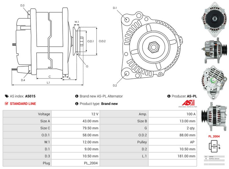 AS-PL A5015 Alternator