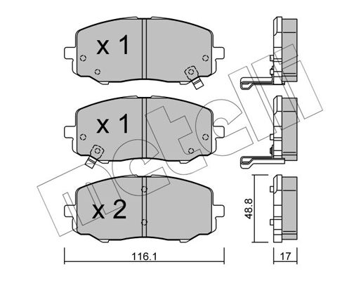 Комплект гальмівних накладок, дискове гальмо, Metelli 22-0912-0