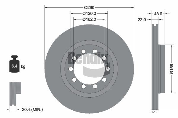 BENDIX Braking féktárcsa BDS1808