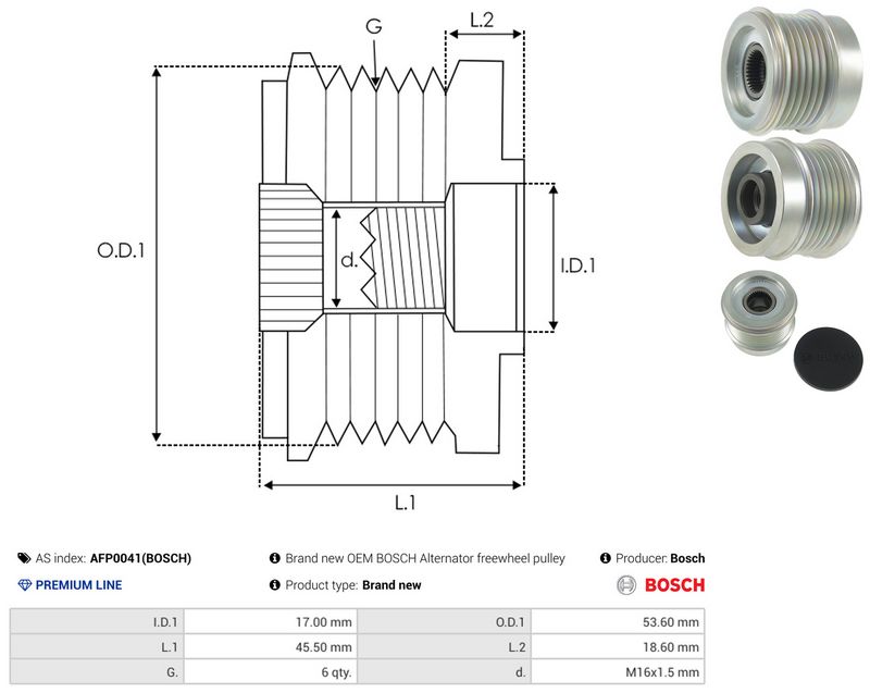 AS-PL AFP0041(BOSCH) Alternator Freewheel Clutch