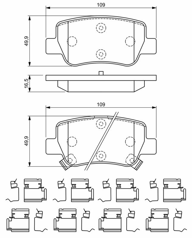 Piduriklotsi komplekt, ketaspidur, BOSCH 0 986 494 933