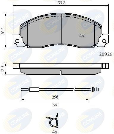 Комплект гальмівних накладок, дискове гальмо, Comline CBP21048