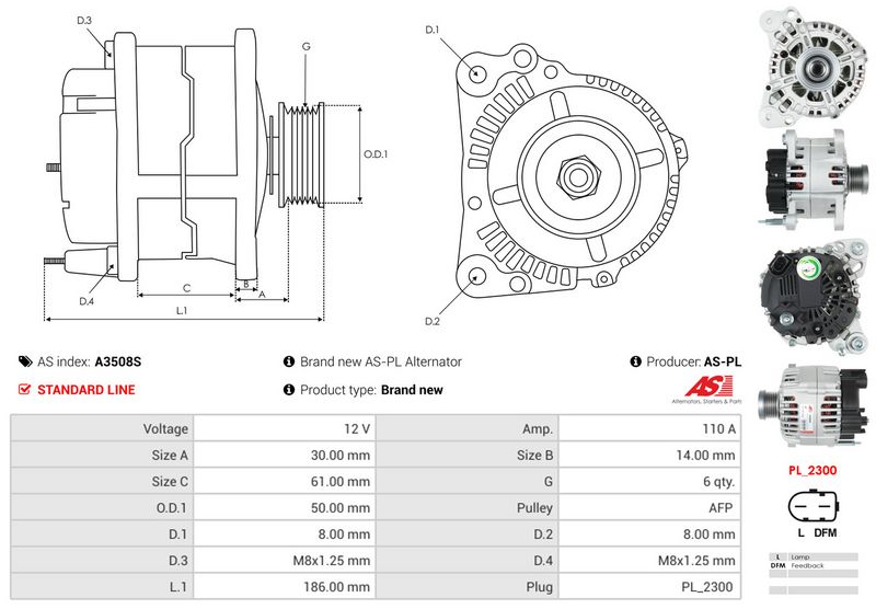 AS-PL A3508S Alternator