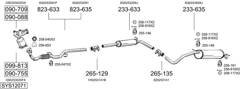 BOSAL kipufogórendszer SYS12071