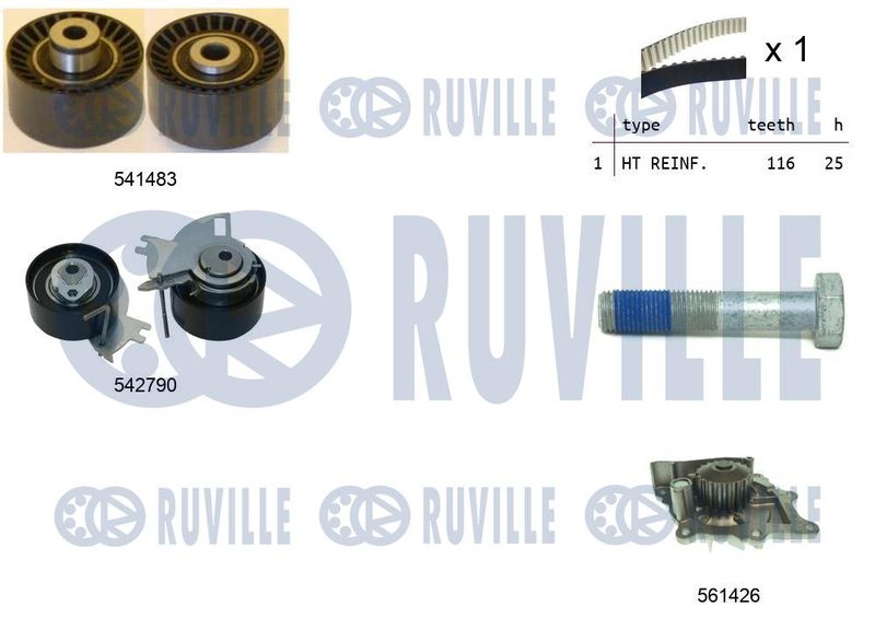 RUVILLE Vízpumpa + fogasszíj készlet 5504271
