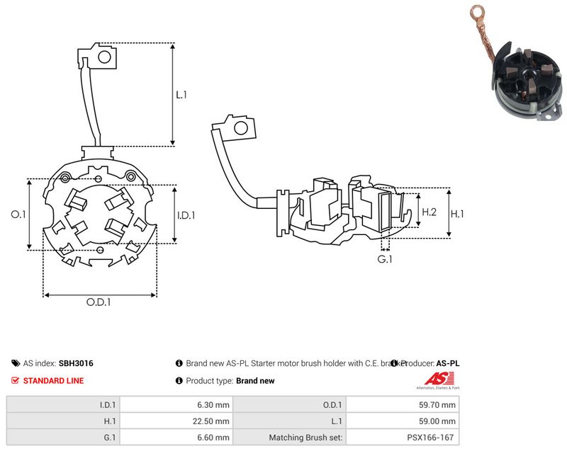 AS-PL SBH3016 Holder, carbon brushes