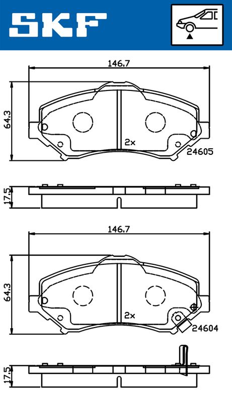 Комплект гальмівних накладок, дискове гальмо, Skf VKBP80334A