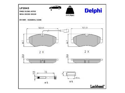 DELPHI LP2043 Brake Pad Set, disc brake