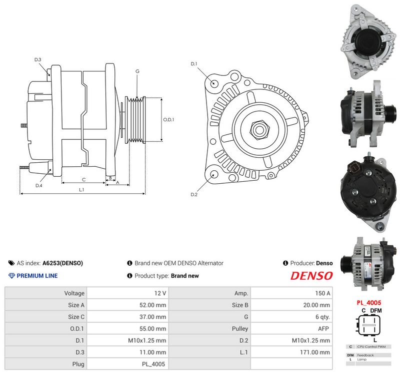AS-PL A6253(DENSO) Generatorius