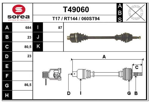 EAI hajtótengely T49060