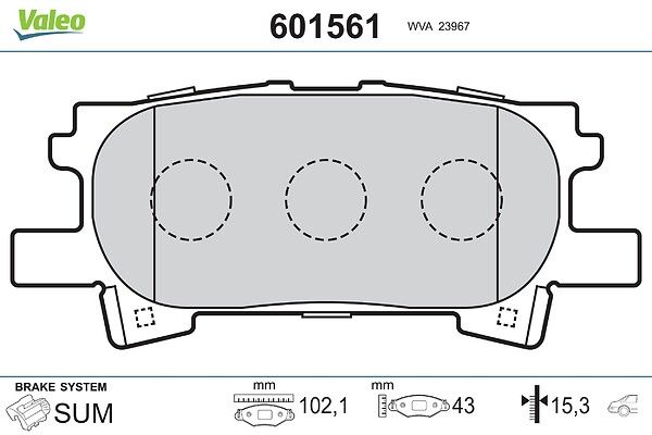 VALEO 601561 - Stabdžių kaladėlių komplektas