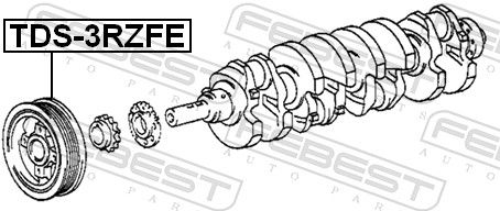 Шків, колінчатий вал, Febest TDS-3RZFE