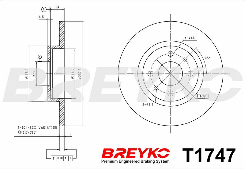 DAVID VASCO T1747 Brake Disc