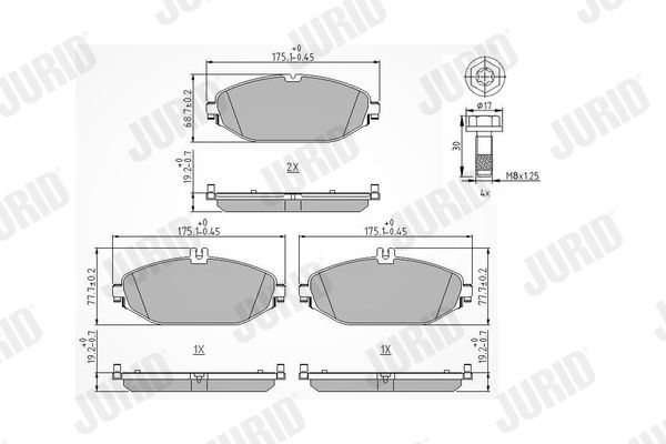 JURID Mercedess колодки гальмівний передні W205/W213