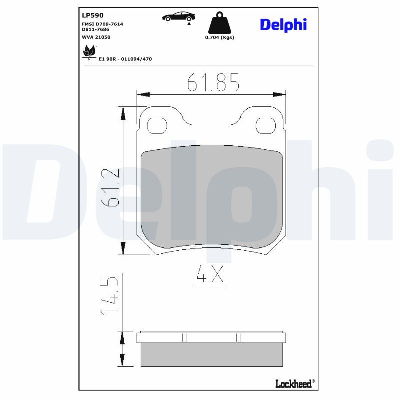 DELPHI LP590 Brake Pad Set, disc brake