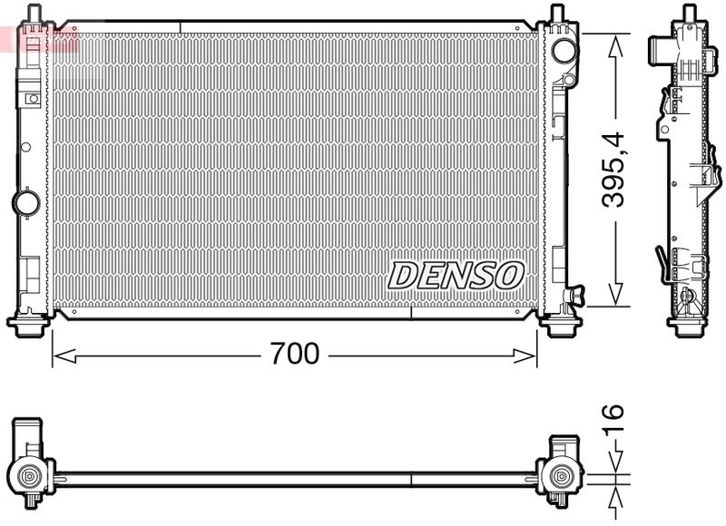 Радіатор, система охолодження двигуна, Denso DRM06039