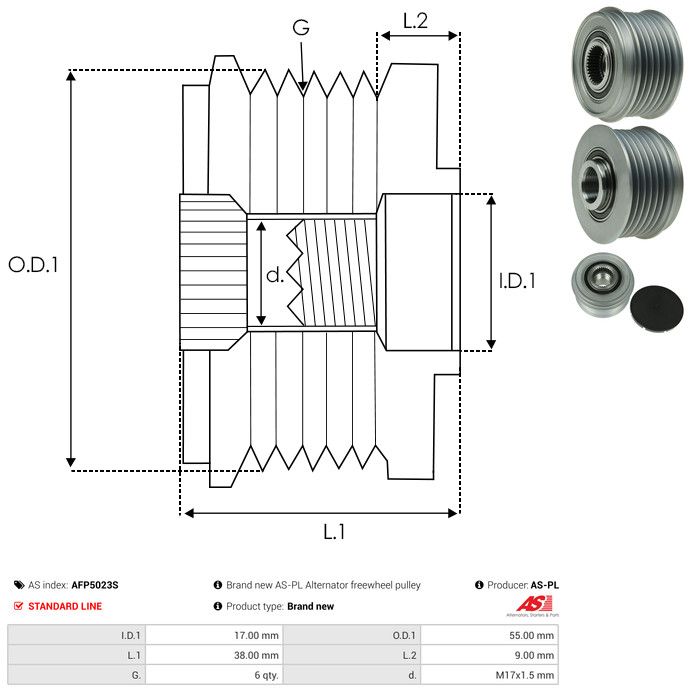 AS-PL AFP5023S Alternator Freewheel Clutch