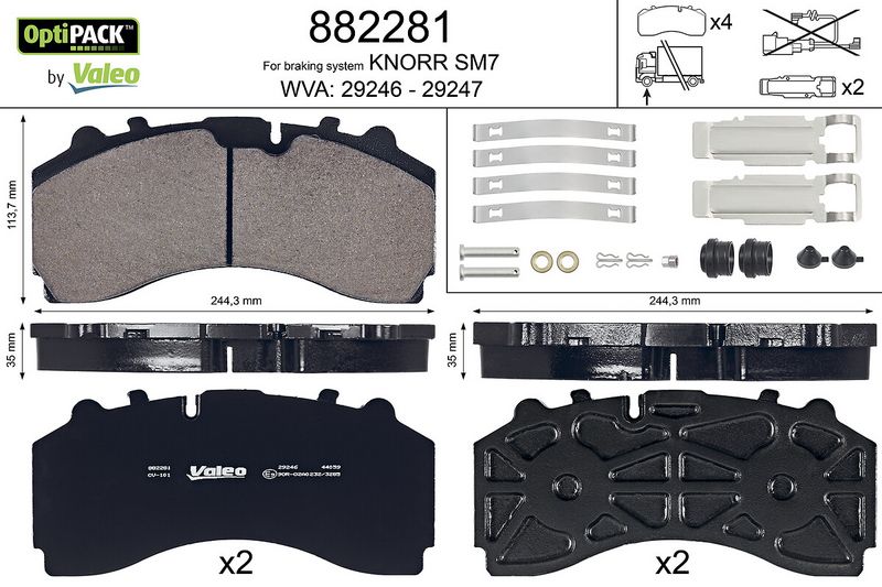 set placute frana,frana disc VALEO OPTIPACK 882281