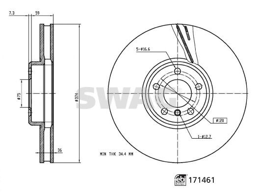 SWAG 33 10 5264 Brake Disc